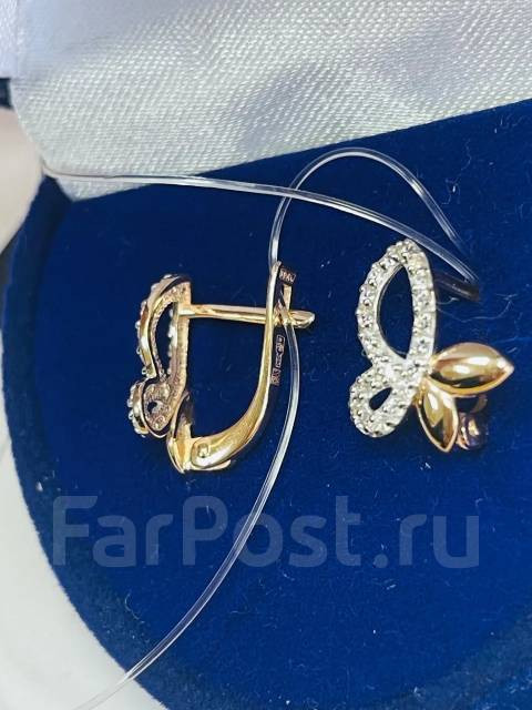 Серьги золото с фианитами 585 пробы арт С-2668 Серьги золото с фианитами 585 пробы арт С-2668